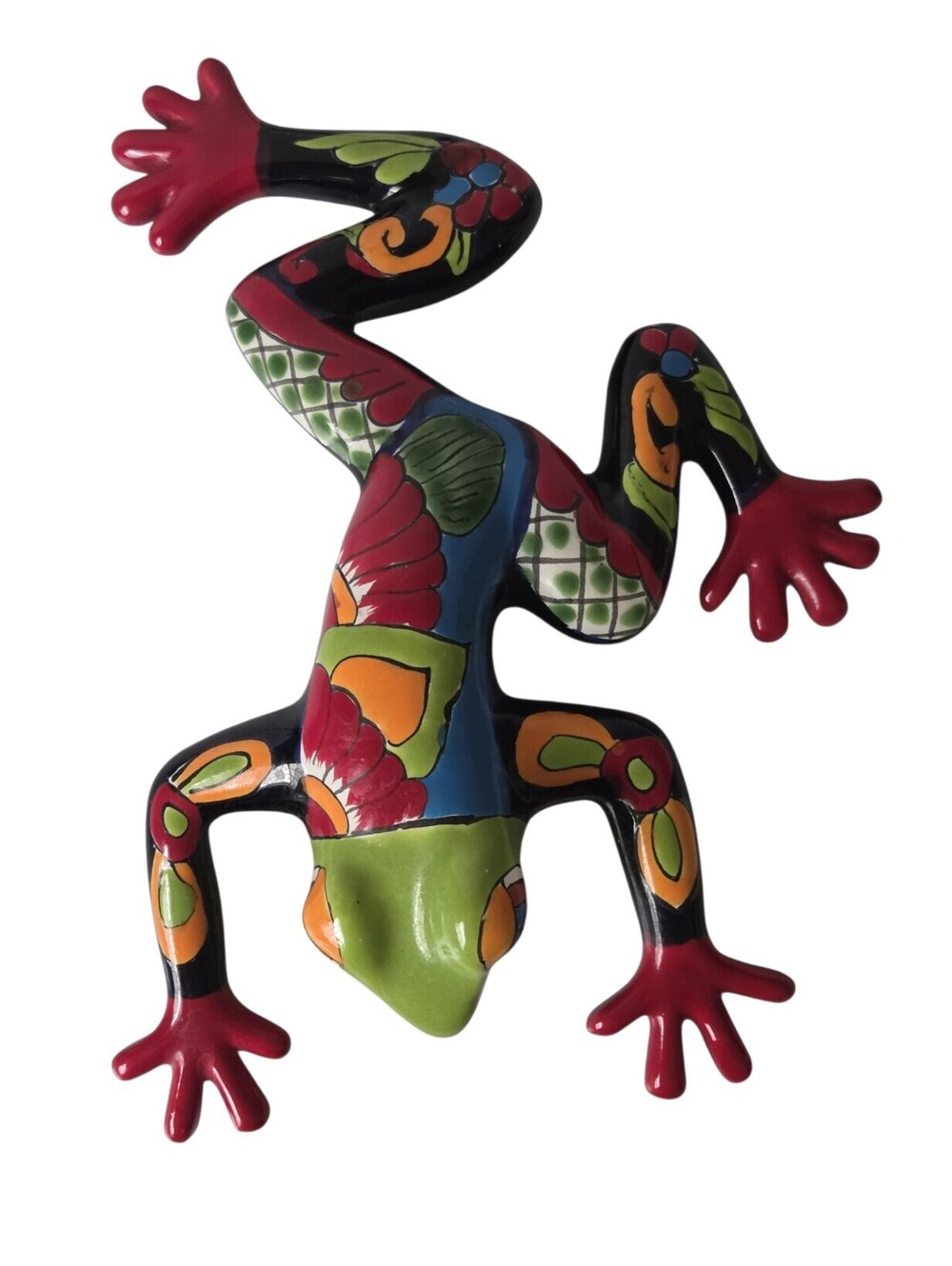 Colorful Hand-Painted Ceramic Frog Figurine - Great for Home and Outdoor Decor